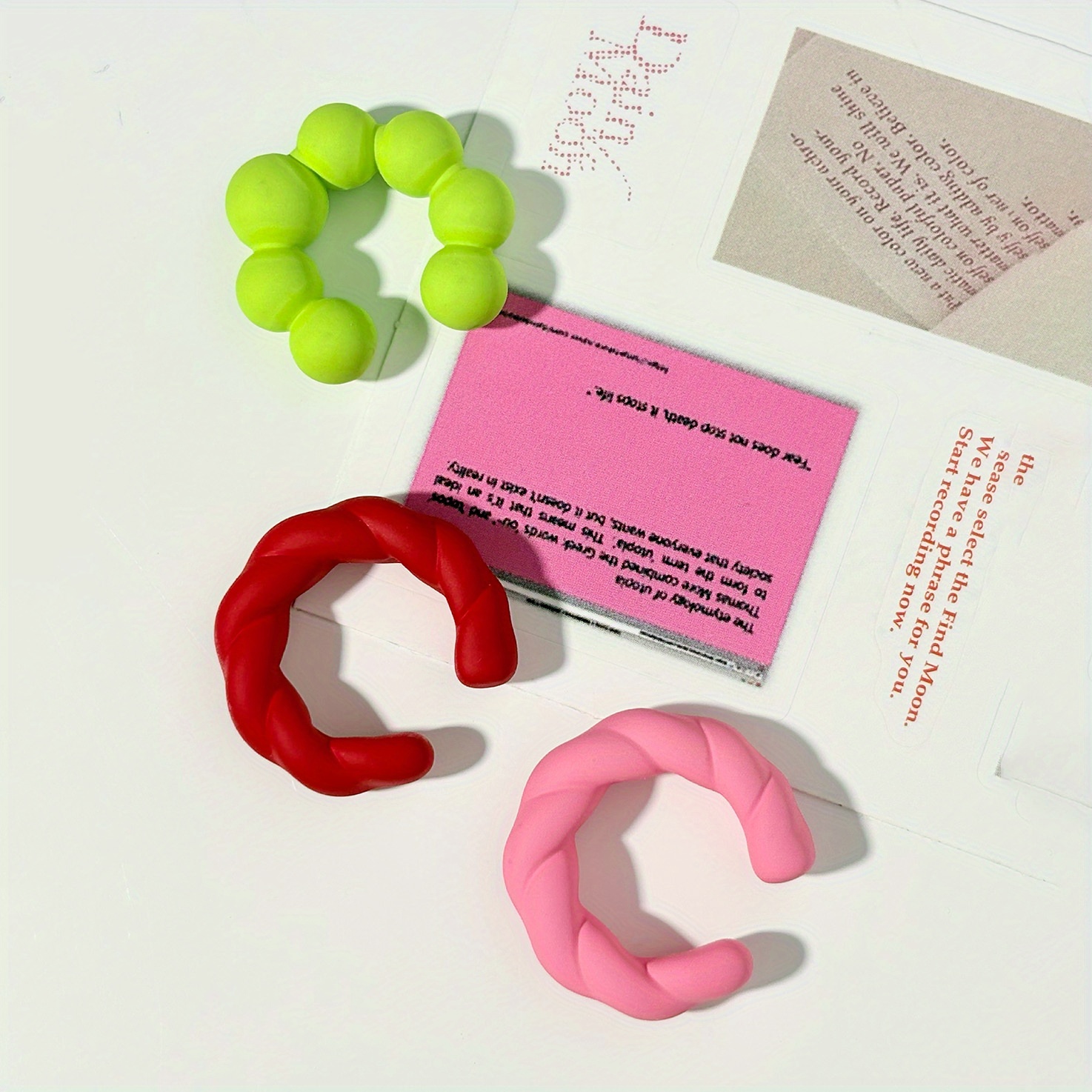 3pcs Candy Colored C Ear Clips for Women